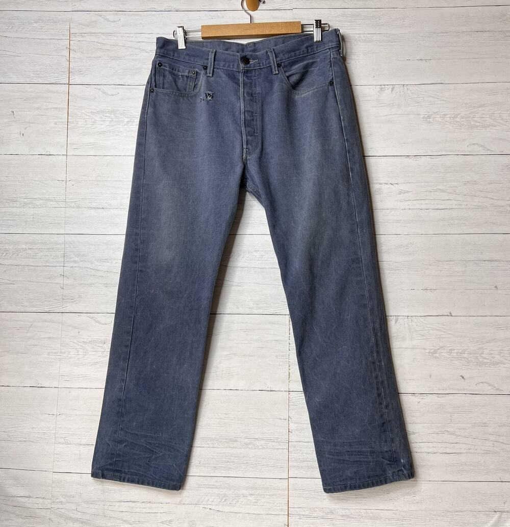 Levis Jeans Mens Size 34 X 30 Slate Blue Gray 501 Button Fly Straight Leg